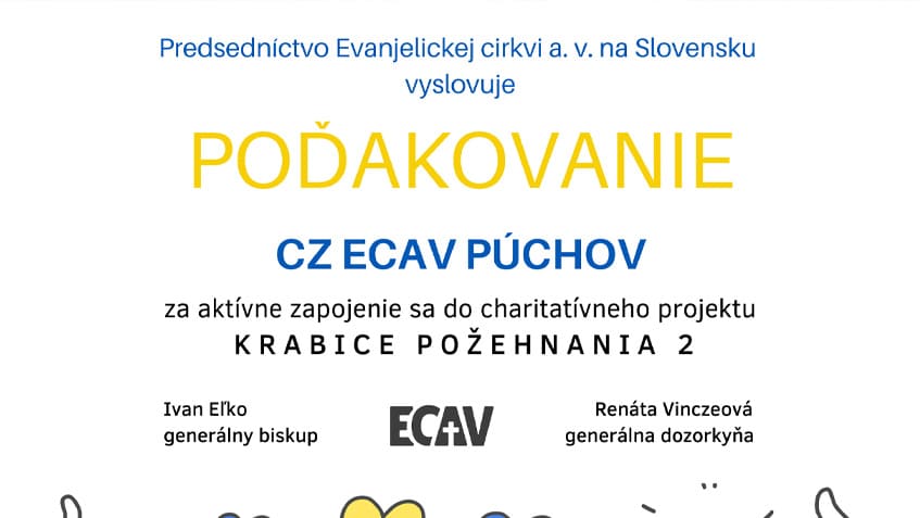 Poďakovanie predsedníctva ECAV